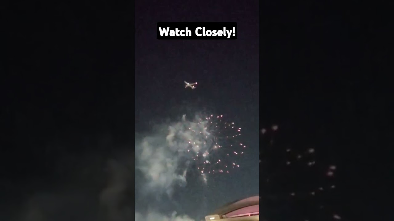 Plane almost hits fireworks! scary! #shortsfeed #fireworks #planecrash #dangerous #fire #miami